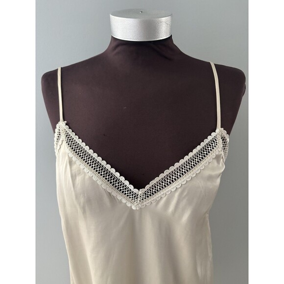 Magali Pascal Slip Dress Medium Cream Lace Trim Adjustable Straps Luxury Base - Picture 2 of 16